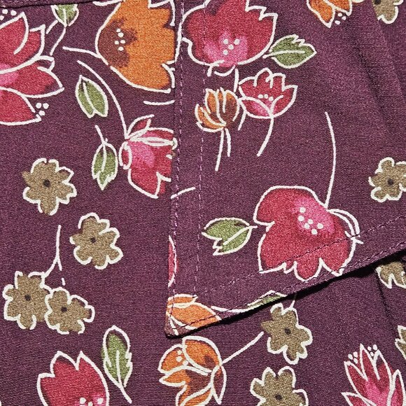 Eddie Bauer Womens 4X Purple Floral Rayon Maxi Dress With Button Front & Long Sl - Picture 12 of 16